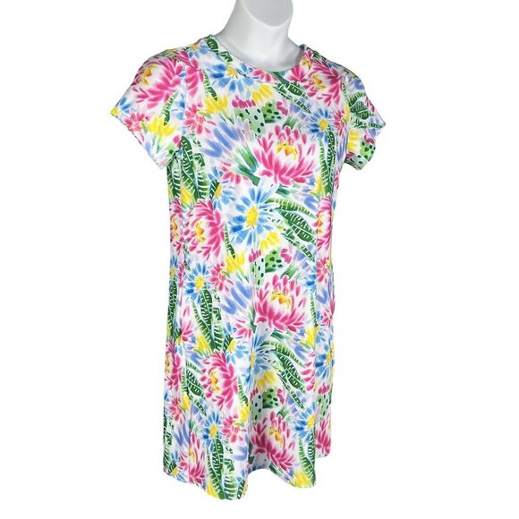 Kaeli Smith M Floral Mirage Shift Dress Pockets UPF 50+ Vacation Golf Beachy Art - Picture 4 of 16